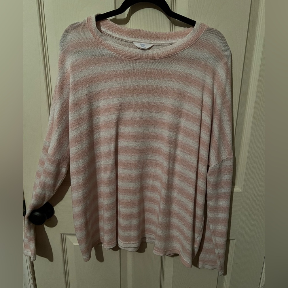 Time and Tru Pink and White Sweater